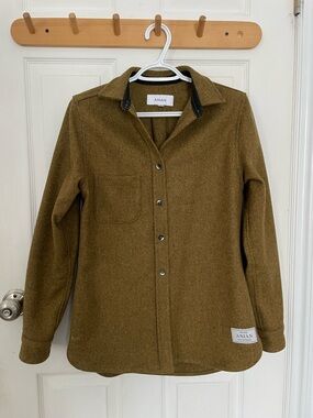 Anían Olive Wool-Blend Shirt Jacket